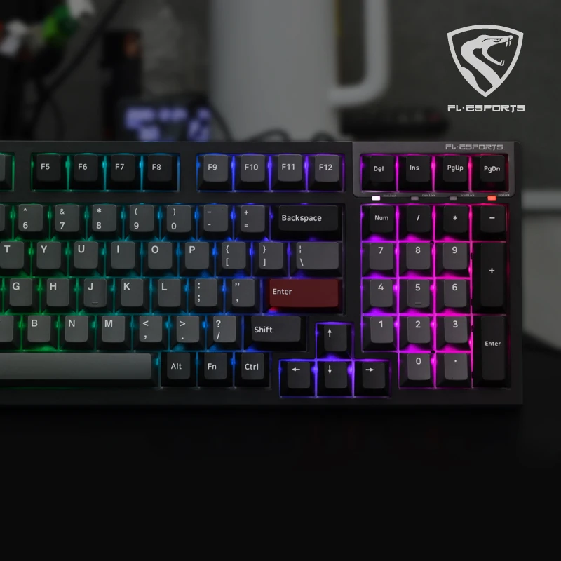 FL ESPORTS&Kailh 98keys hot swap socket game mechanical keyboard with RGB backlight Wired USB Ergonomic keyboard For PC laptop