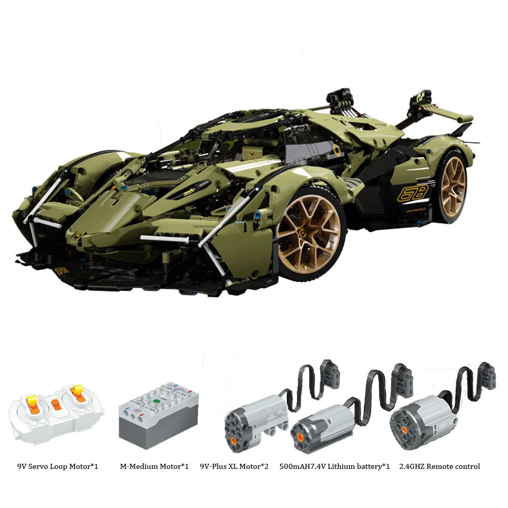 

Модель спортивного автомобиля MY88001 V12 Green Concept с дистанционным управлением, сборные строительные блоки, игрушки для детей, подарок на день ро...