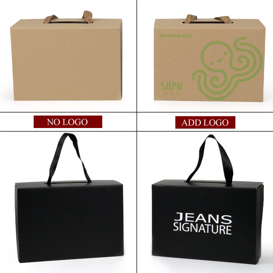 10 шт большая подарочная коробка упаковка с логотипом белая черная крафт-бумага