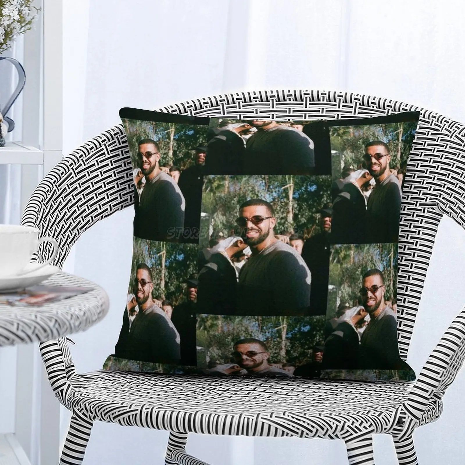 Дрейк Подушка с блестками для пайеток для декора софы, декоративная подушка для вечеринок, крутые солнцезащитные очки с улыбкой.