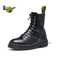 dr martens women black laceless side zipper punk motorcycle doc martin boots ladies anti slip casual leather rock mujer shoes