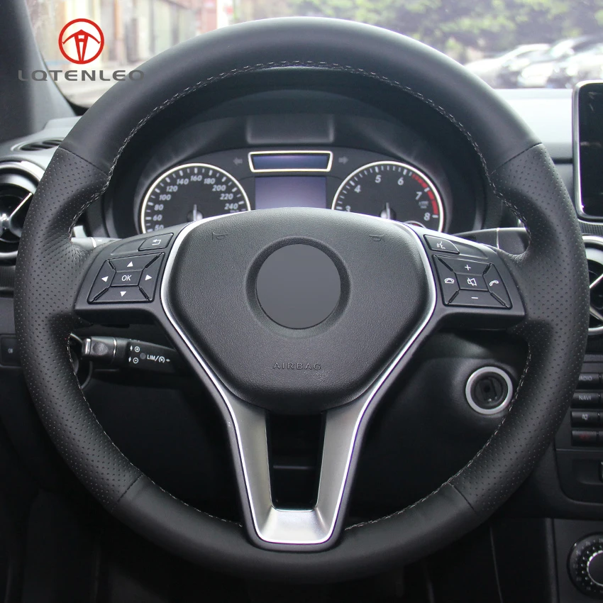LQTENLEO черный чехол рулевого колеса автомобиля из искусственной кожи для Mercedes Benz A