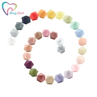 50 pcs silicone 14 mm icosahedron beads bpa free baby teething cute chewable teether rodents diy jewelry accessories