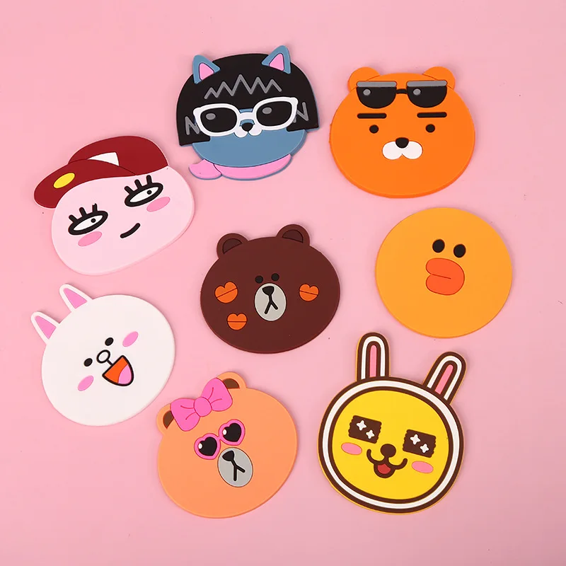 

New Cartoon Soft Rubber Coaster Funny Naughty Mini Decorative Light and Thin Heat Insulation Anti-scalding Non-slip Coaster