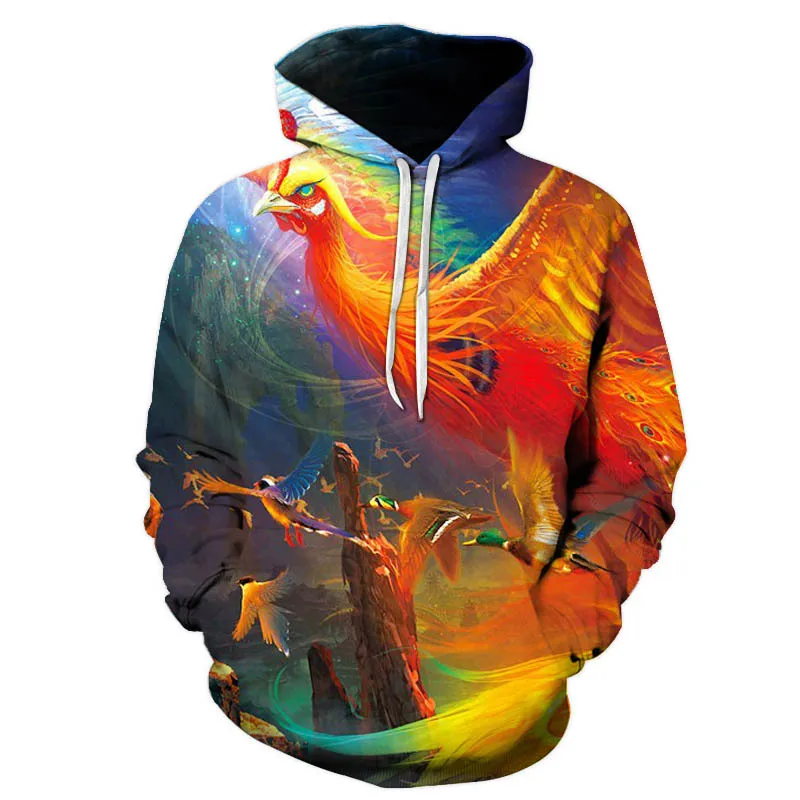 

Худи с 3D-принтом животных, Феникс, Орел, лягушка, ворона, сова, голубь, птица, фламинго, Мужская/женская одежда в стиле Харадзюку, цветная зимняя куртка