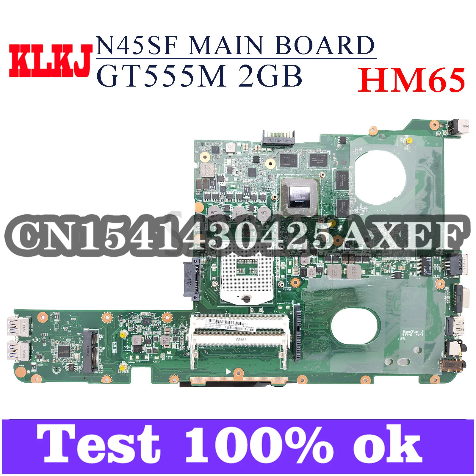 

KLKJ N45SF Laptop Motherboard For ASUS N45SF N45SL N45S Original Mainboard HM65 GT555M-2GB