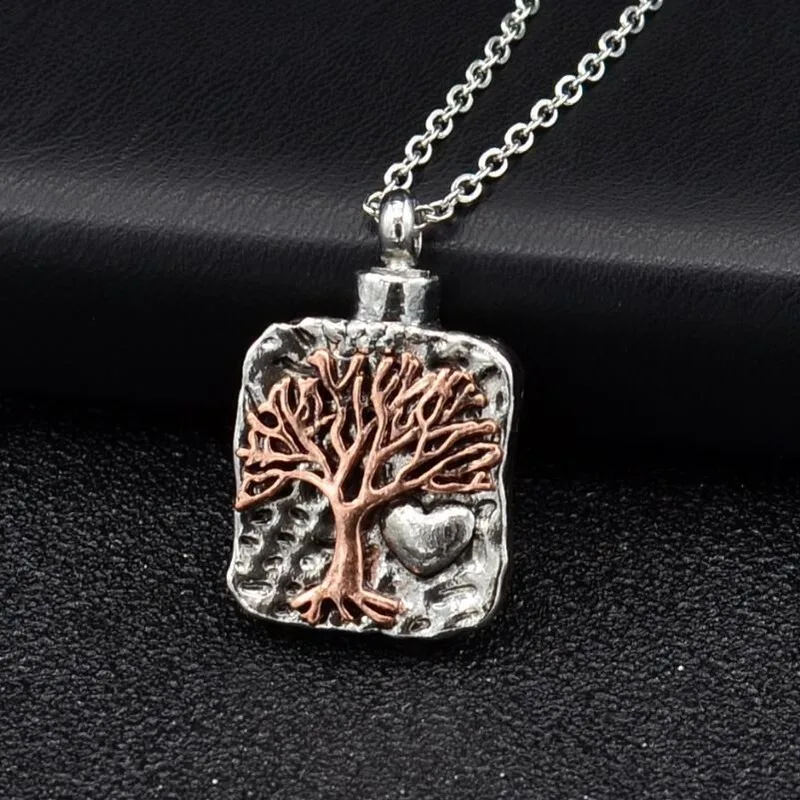 

European and American personality retro double color life perfume bottle pendant family pet urn necklace