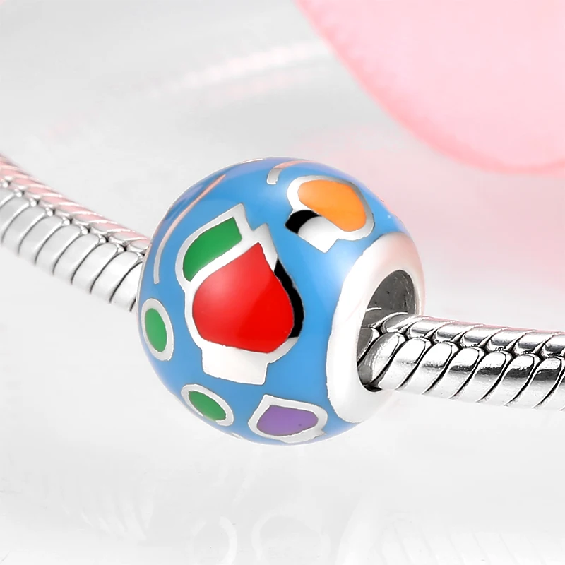 Оригинальные блестящие серебряные подвески в виде свечи с ярко-синей эмалью