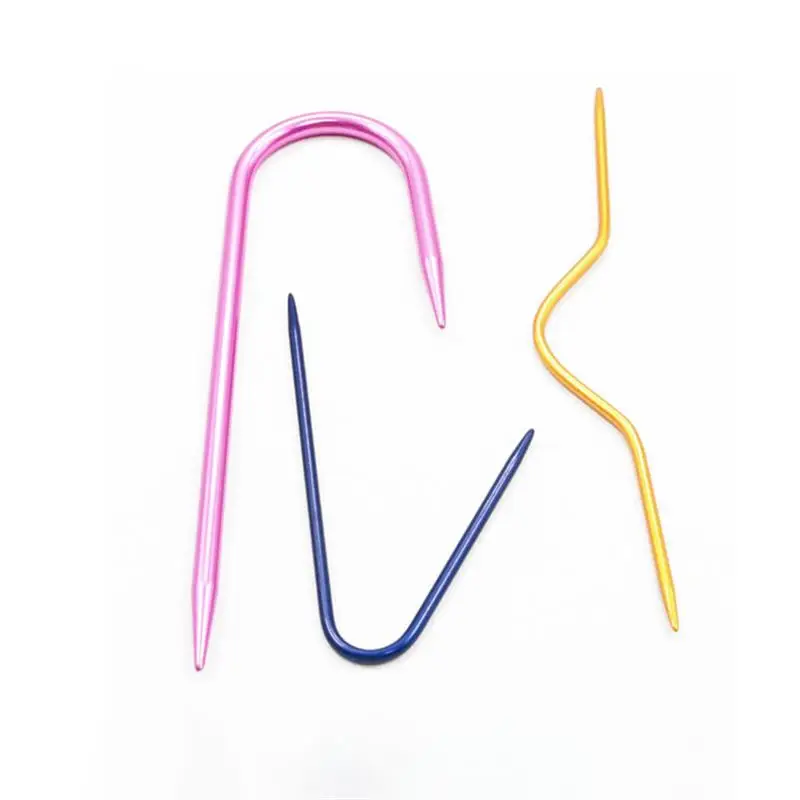 3 шт./лот изогнутые крючки для вязания алюминиевые спицы булавки шарфа свитера