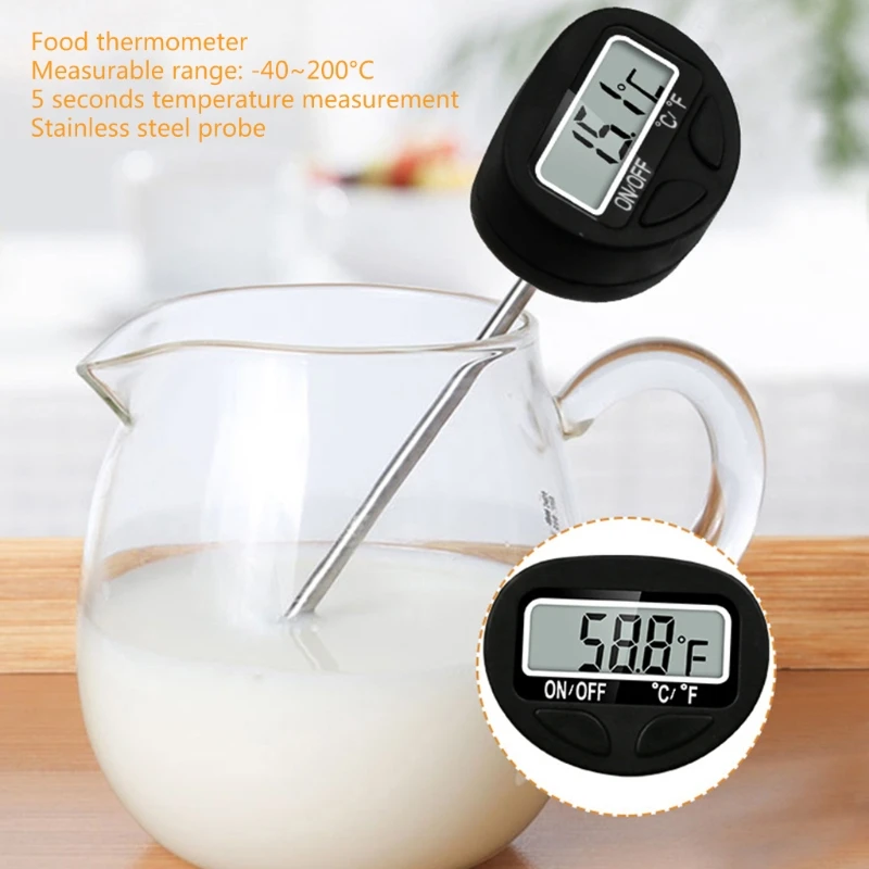 

K1KA Portable Food Thermometer with Hanging Hook Large LCD Display Thermometer Cooking Kitchen BBQ Grill Thermometer Liquids
