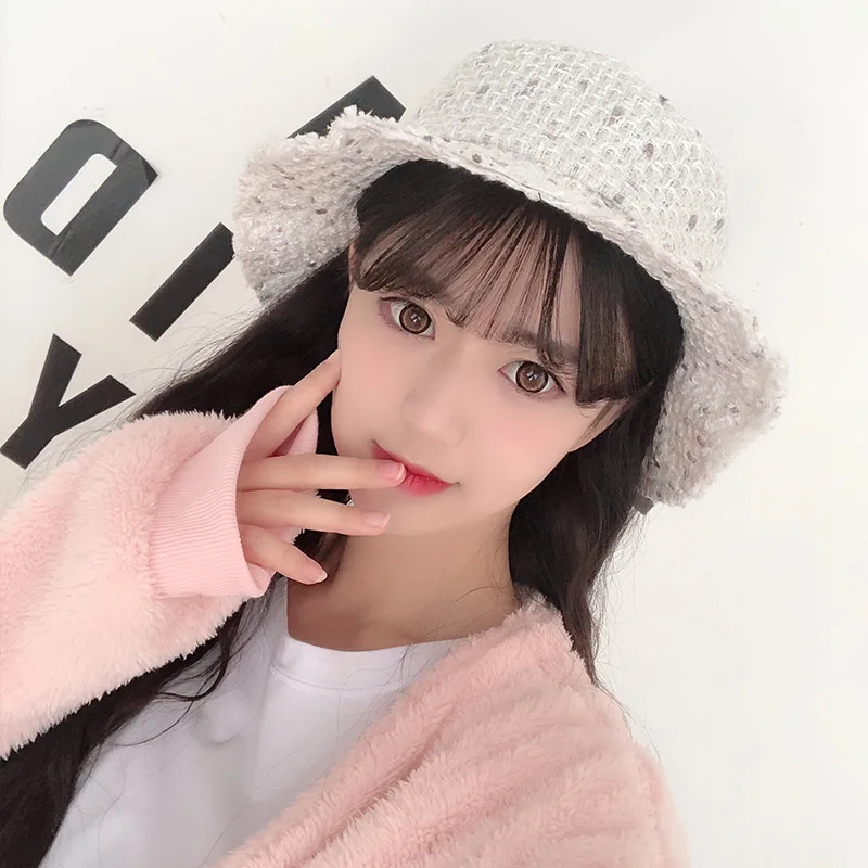 Autumn and Winter New Ladies Knitted Fisherman Hat Japanese Wild Sunscreen Basin Hat Korean Outdoor Sun Hat