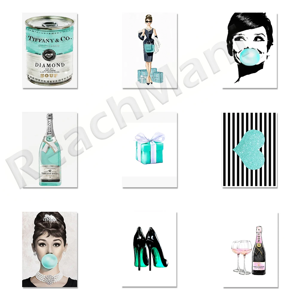 

Bubble gum breakfast posters and prints Nordic posters Hepburn heart-shaped high heels fashion canvas painting wall pictures liv