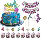 Русалка, украшения для кексов на день рождения, баннер, тема, детский душ, для дня рождения, украшения для торта для вечеринки