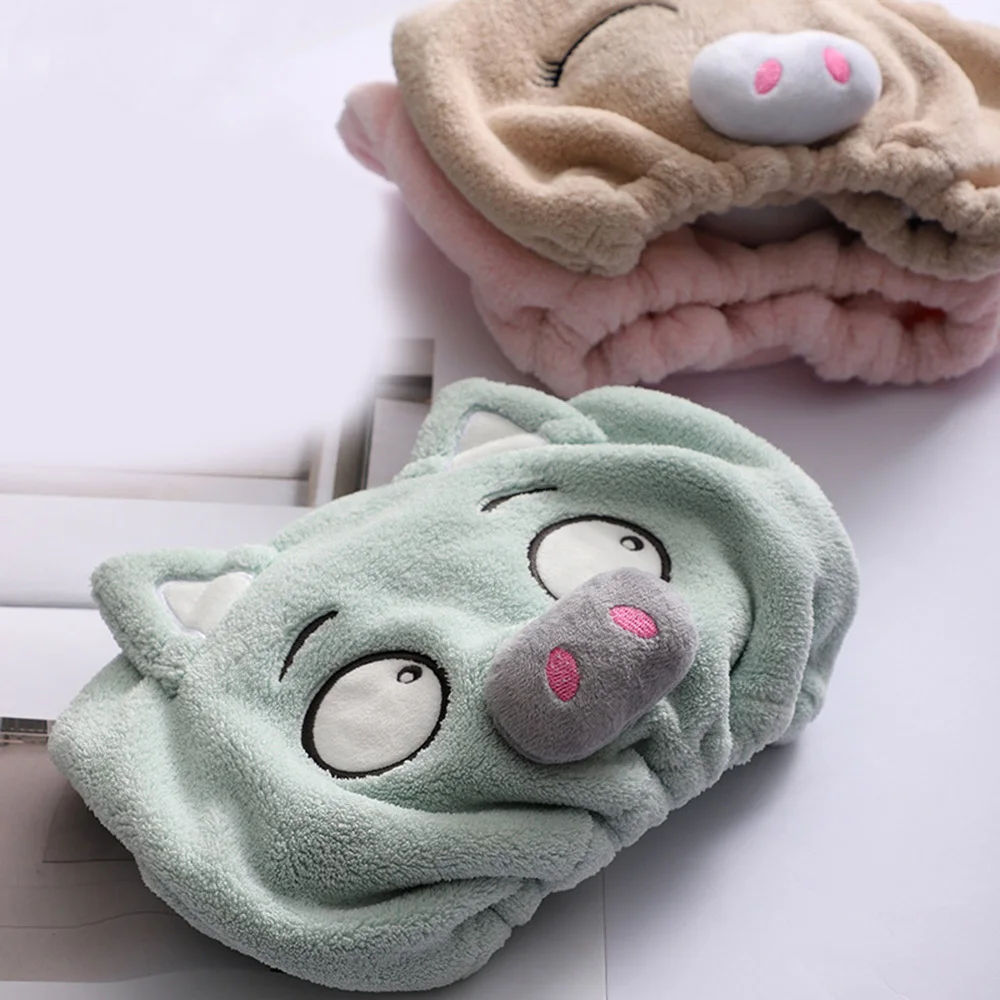 Милый мультяшный флуоресцентный тюрбан для волос из микрофибры женское