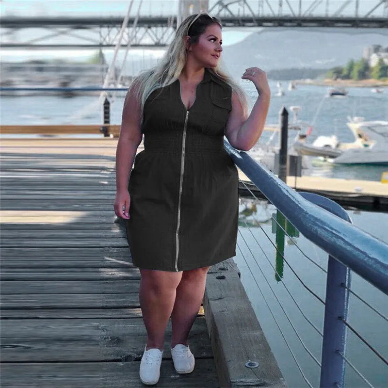 Платье размера плюс женское летнее цветное платье без рукавов на молнии