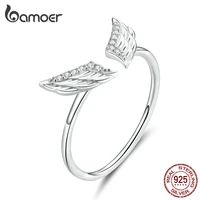 bamoer 925 sterling silver flying wings open finger rings for women adjustable free size original design jewelry bijoux bsr108