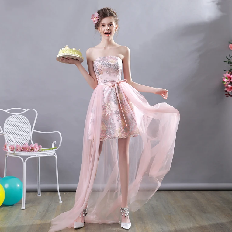 Pink Short A-line Tulle Lace Sexy Evening Dresses 2020 New Fashion Party Gown Robe De Soiree MT71 | Свадьбы и торжества