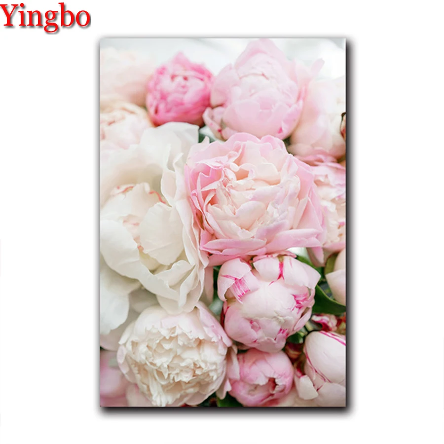 

Pink peony flower DIY Diamond painting,Cross Stitch,mosaic Diamond picture Full Square/round 5d diamond Embroidery sale,arts