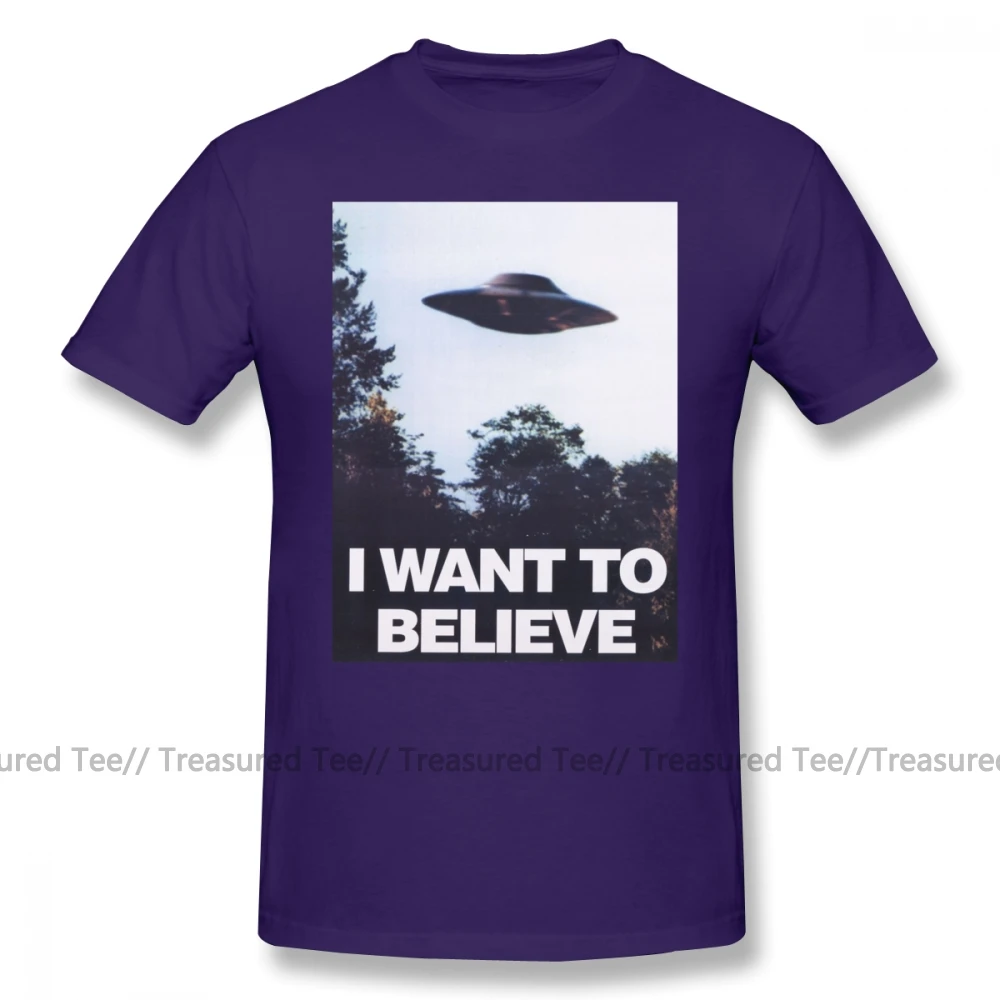 Футболка с клоуном, футболка с надписью X, I Want To Believe, Мужская Уличная футболка, потрясающая, 4xl, с принтом, 100 хлопок, футболка с коротким рукавом - Цвет: Purple