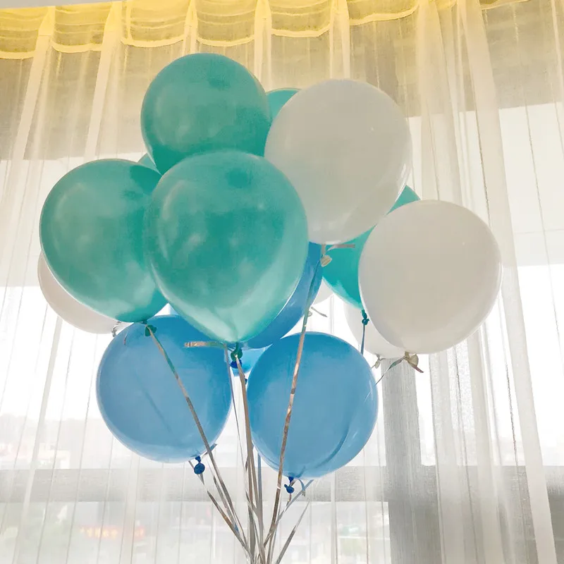 White L blue Mint 20 шт./лот мяты зеленые шары или белый латексный шар 10 дюймов Тиффани синие вечерние принадлежности свадебное событие Вечеринка День Рождения Декор - Цвет: White L blue Mint