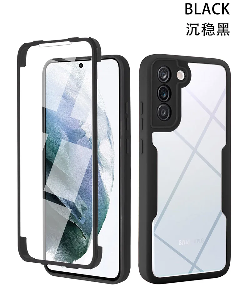 Full Body Protection Case For Samsung M52 A22 A32 A12 A52 A71 A51 A21S A02 A03 S S21 S22 Plus Ultra Transparent TPU Coque Cover