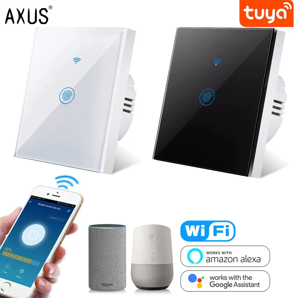 

AXUS 220V Tuya Smart Life Wireless Wall Switch WiFi Smart Light Touch Switch EU Standard Alexa Google Home ewelink 1 Gang 1 Way