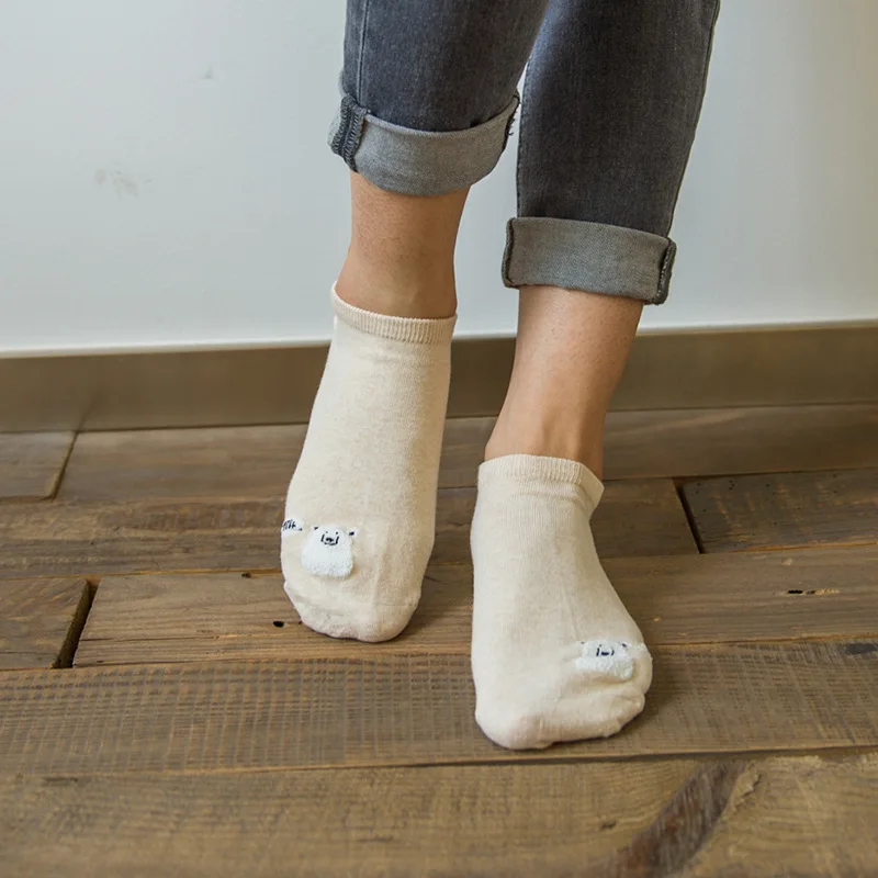 Женские хлопковые карамеллы 22 см весна осень милые носки лодочки с рисунком