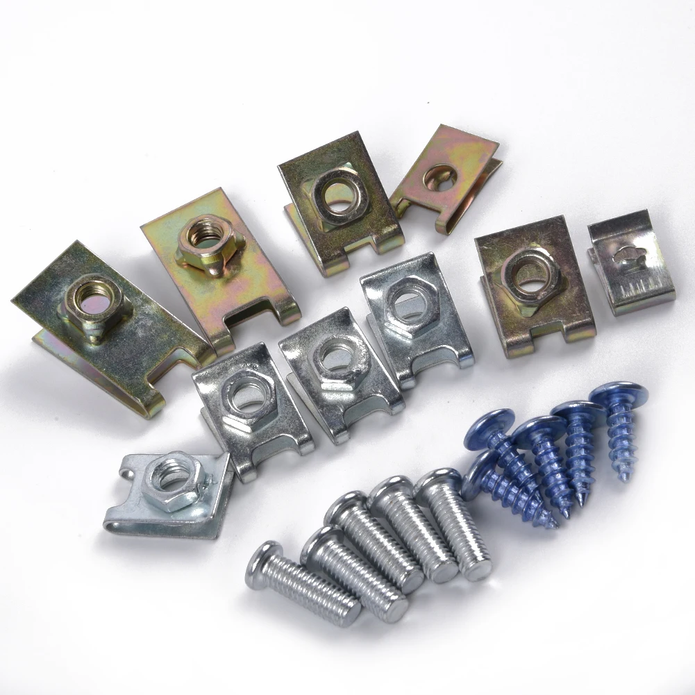 

Auto Clips Fasteners U Type Kit 100Pcs Body Door Panel Trim Fixed Screw Universal