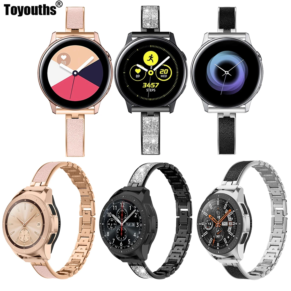 Ремешок для Samsung Galaxy Watch 42 мм стильный металлический и кожаный тонкий браслет из