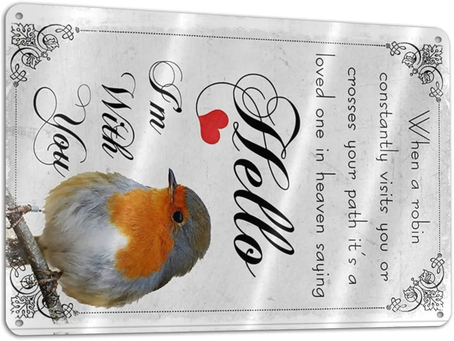 

Metal Signs Vintage Wall Art Robin Bird Wildlife Loved One Easy to Mount Tin Signs Decor for Living Room Bar Home Bedroom