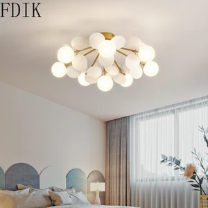2020 Nordic Ceiling Lamp White/gray Flower Led Light for Living Room Bedroom Aisle Lamps Plafonniers Indoor Chandelier Lighting