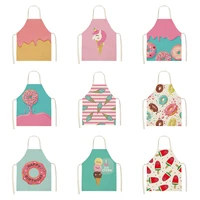 ice cream series sleeveless kitchen cotton linen fashion apron cooking baking barbecue cafe accessories apron for woman men kid