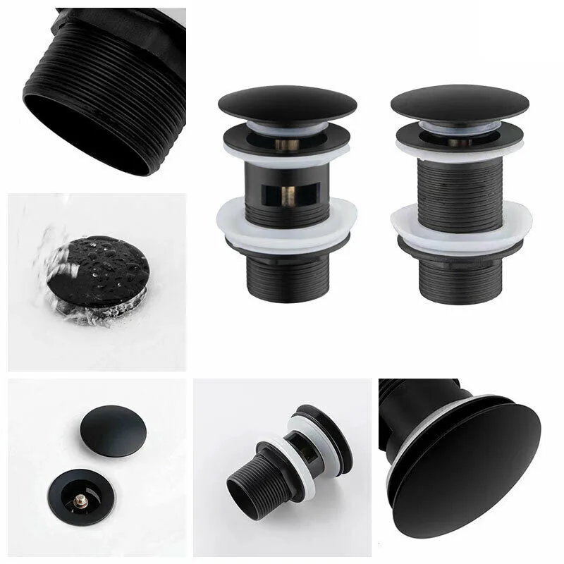 bathroom basin sink drains pop up button drainer waste stopper strainer matt black bathroom accessories free global shipping