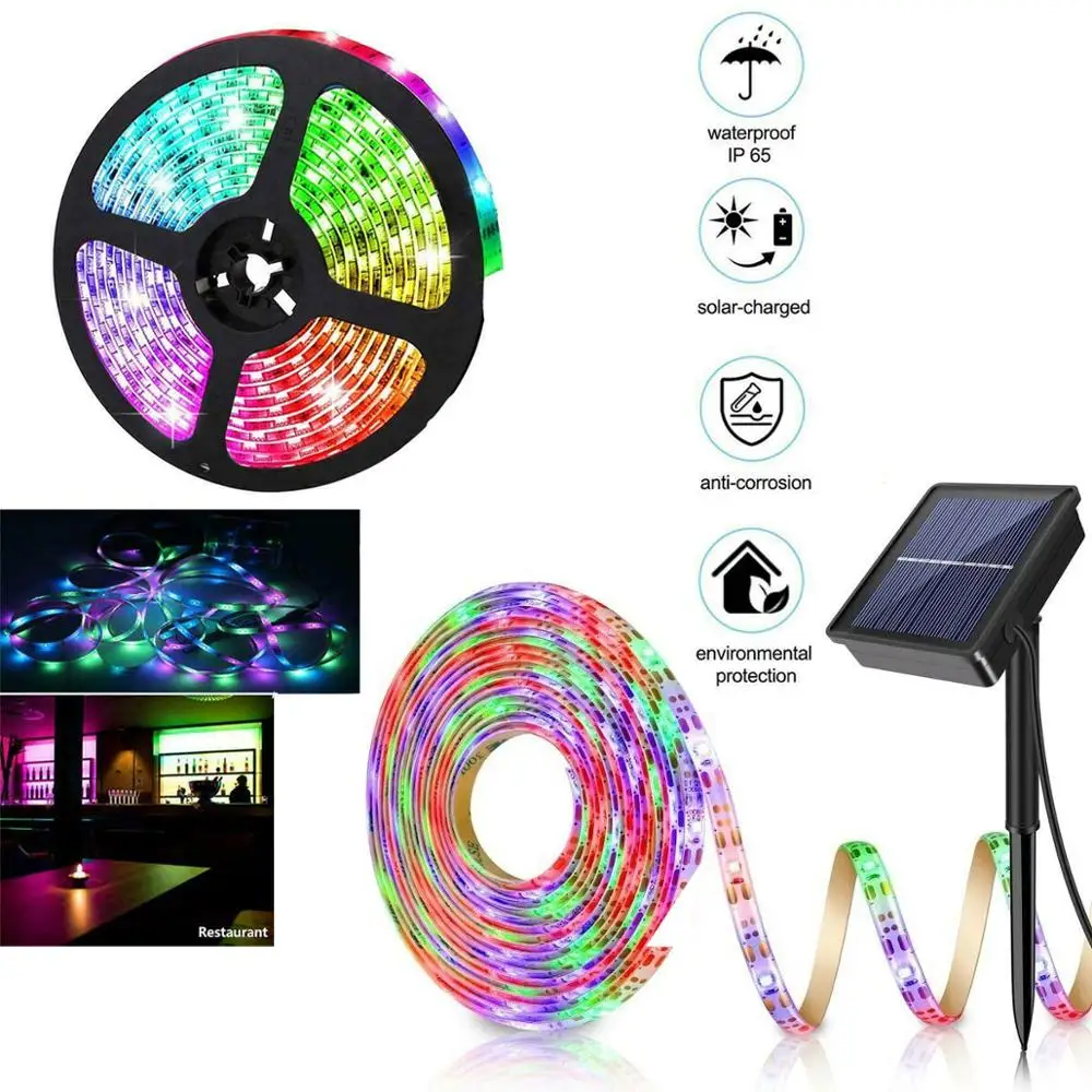 5M 150 Светодиодные ленты светильник RGB Солнечная приведенная в действие 2835 SMD