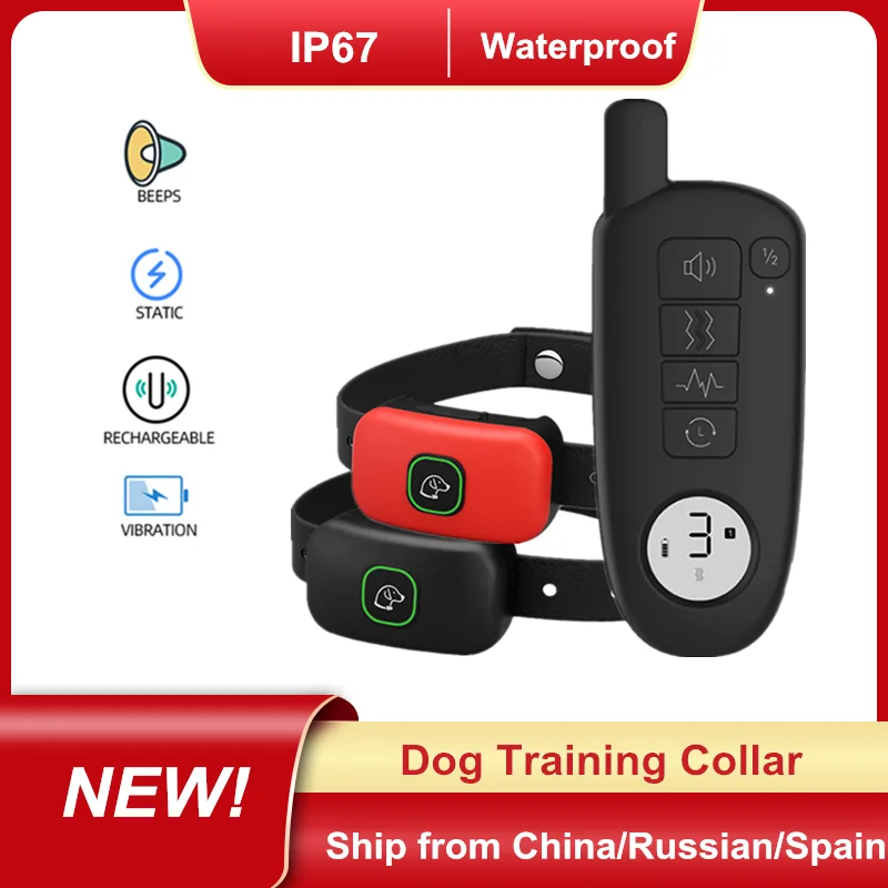 

Dog Training Collar Anti Bark Stopper 1000ft Waterproof Rechargeable Dog Shock Collar Extra Wide Remote Range Electric Collar