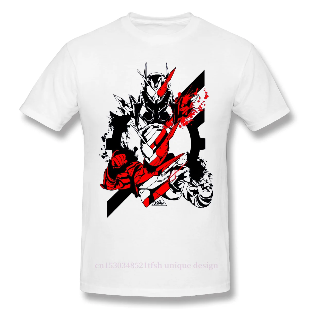 

Customization Men Clothing Manga Masked Kamen Rider Series Hero Anime T-Shirt Build Hazard Fashion Short Sleeve