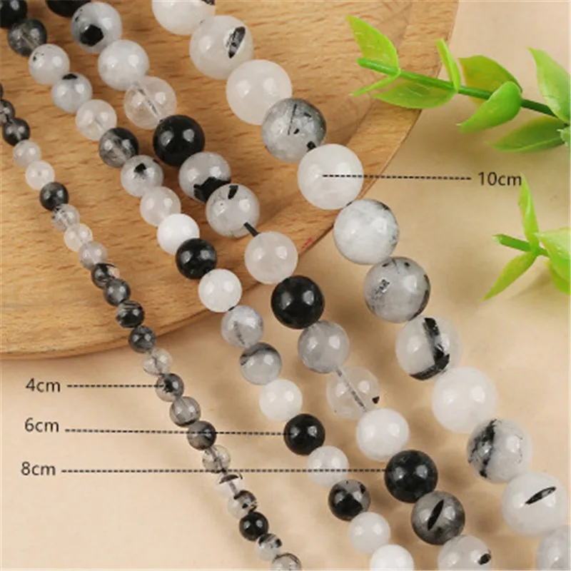

2020 Natural Gemstone High Grade Black Tourmaline Crystal Quartz Round Loose Beads
