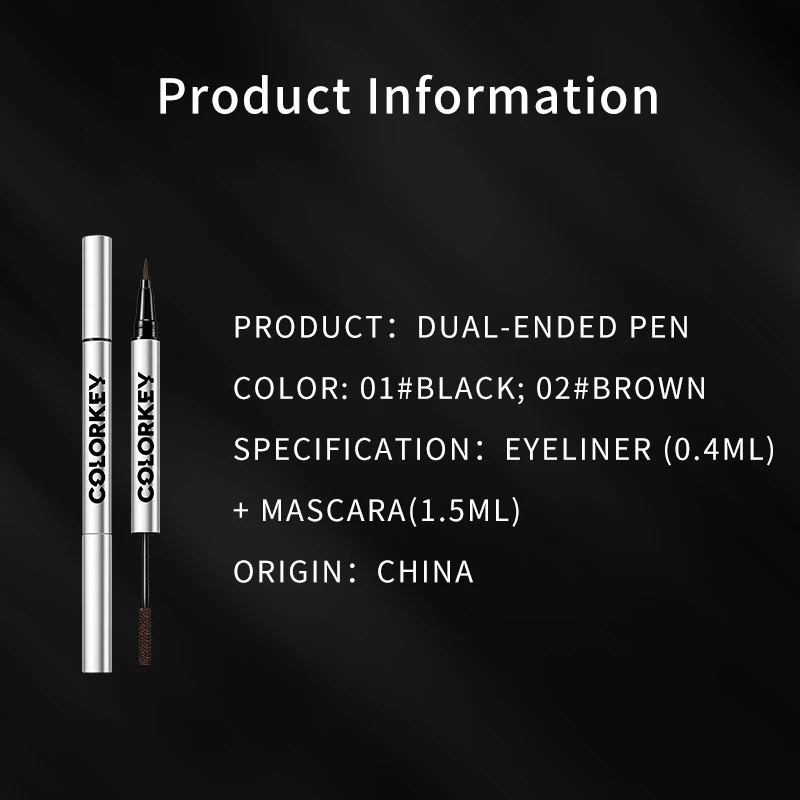 

1pcs Black Brown Dual-ended Liquid Eyeliner Long-lasting Waterproof Eye Makeup Comestic Slender And Curling Eye Liner Pencil