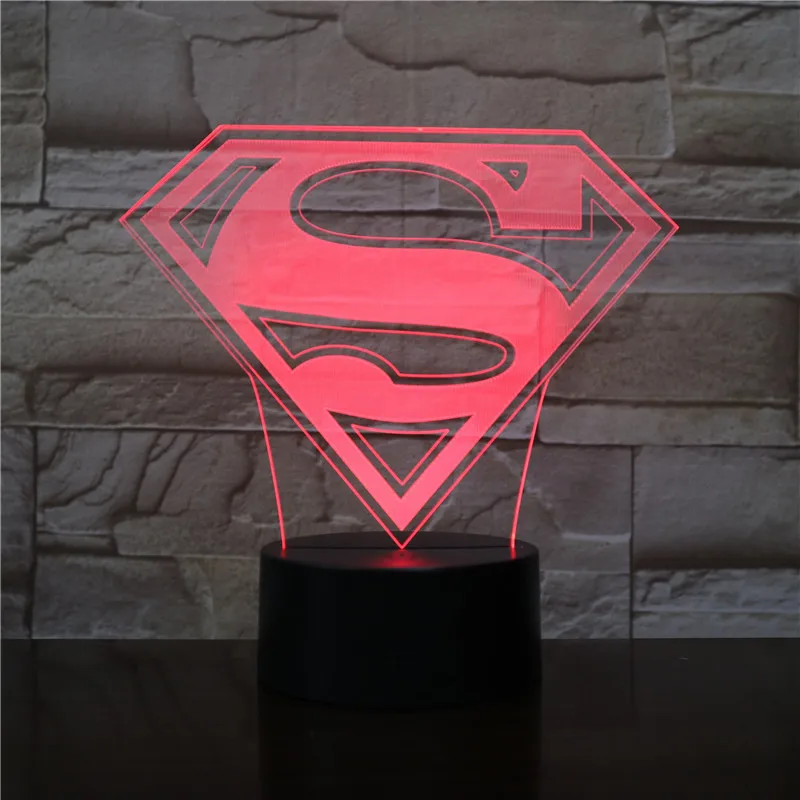 Супермен Бэтмен логотип Dc Лига Справедливости Usb 3d светодиодный Ночной