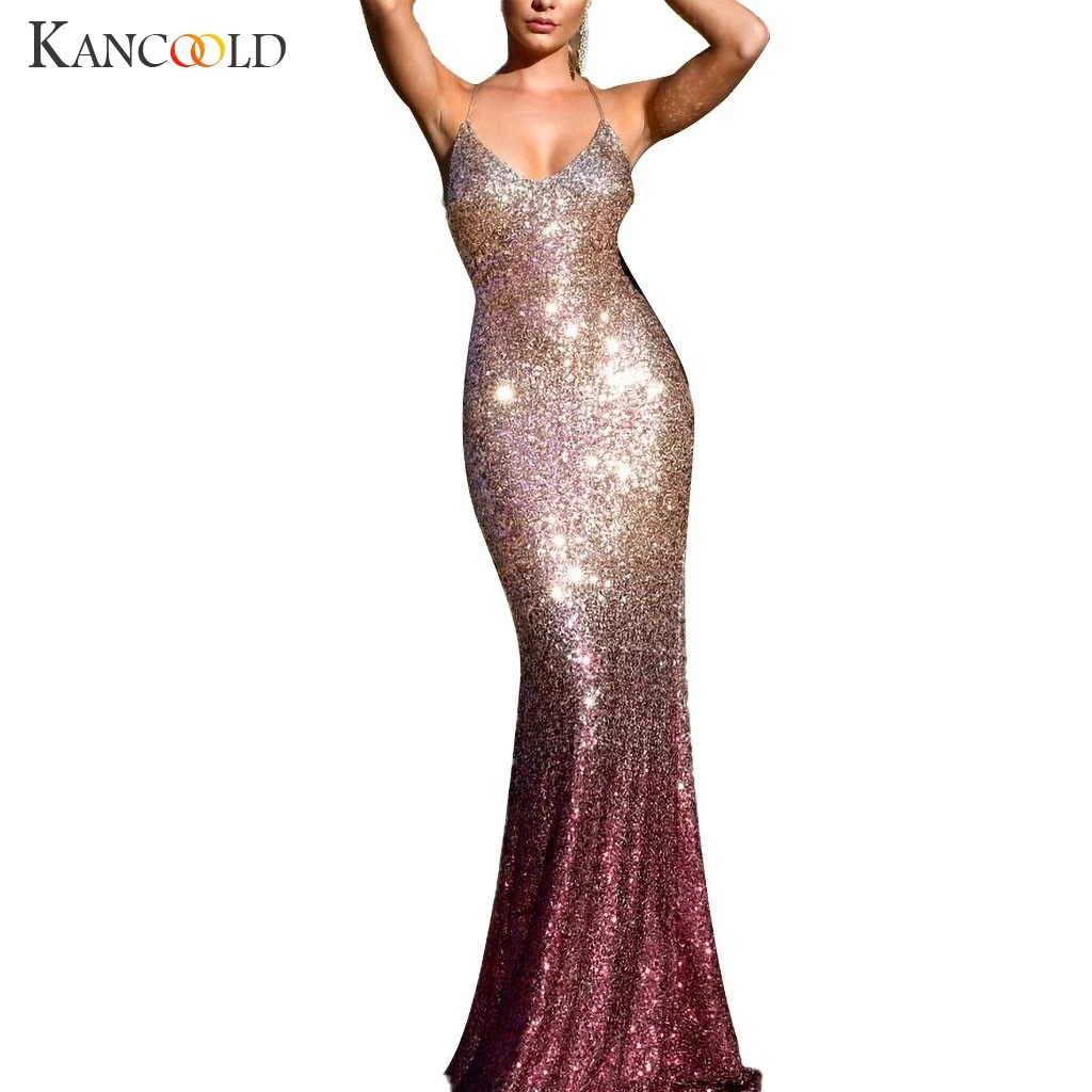 Женское платье трапеция с V образным вырезом и блестками|Женские платья| |