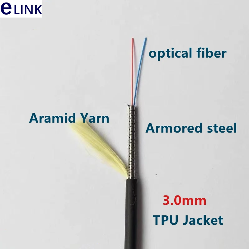 500mtr 2 cores Outdoor DVI LC-LC Fiber optic Patch cord waterproof SM Armored CPRI TPU cable Singlemode FTTH FTTA jumper ELINK | Мобильные