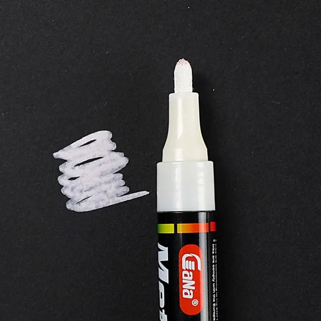 White 1Pcs Water-based Paint Metal Marker Pens Sharpie 3.0mm Gold Silver Ceramic Rock Glass Porcelain Mug Wood Fabric Canvas Painting - Цвет: White
