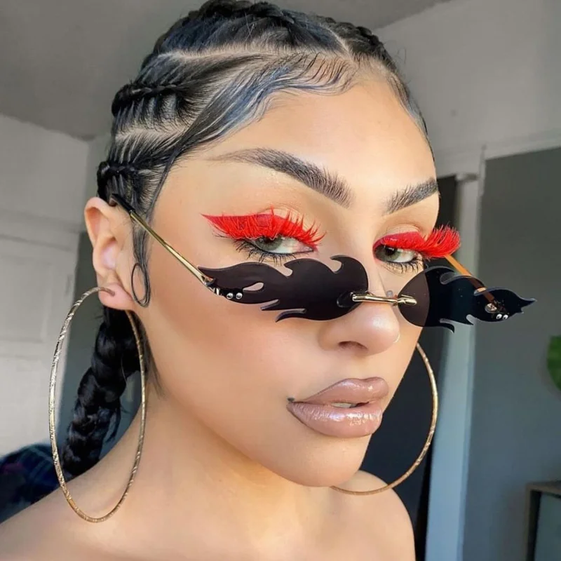 Очки солнцезащитные женские без оправы роскошные винтажные металлические узкие