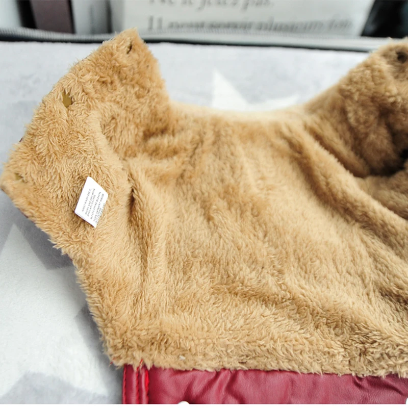 Кожаный зимний жилет куртка для домашнего питомца мягкие костюмы собак красного