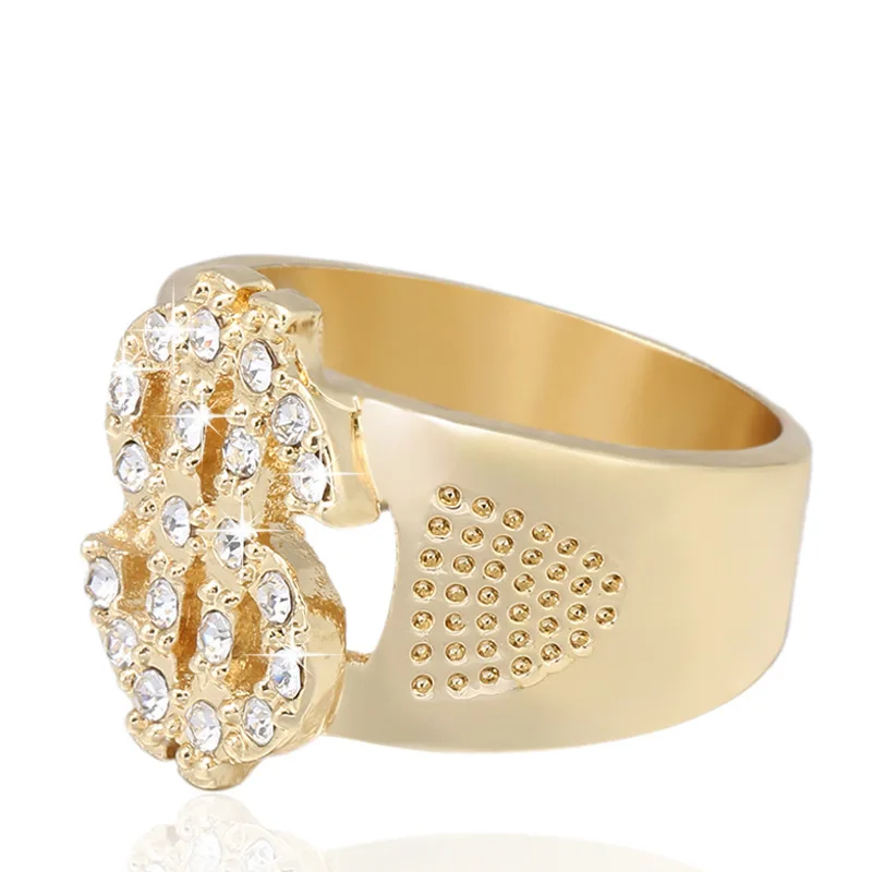 Кольцо мужское в стиле хип-хоп классическое ажурное украшение виде знака доллара