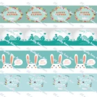 WL Пасхальный бант из ленты с принтом кролика и яйца, бант для волос сделай сам, украшение для рождественской вечеринки, товары для рукоделия, упаковка 50 ярдов