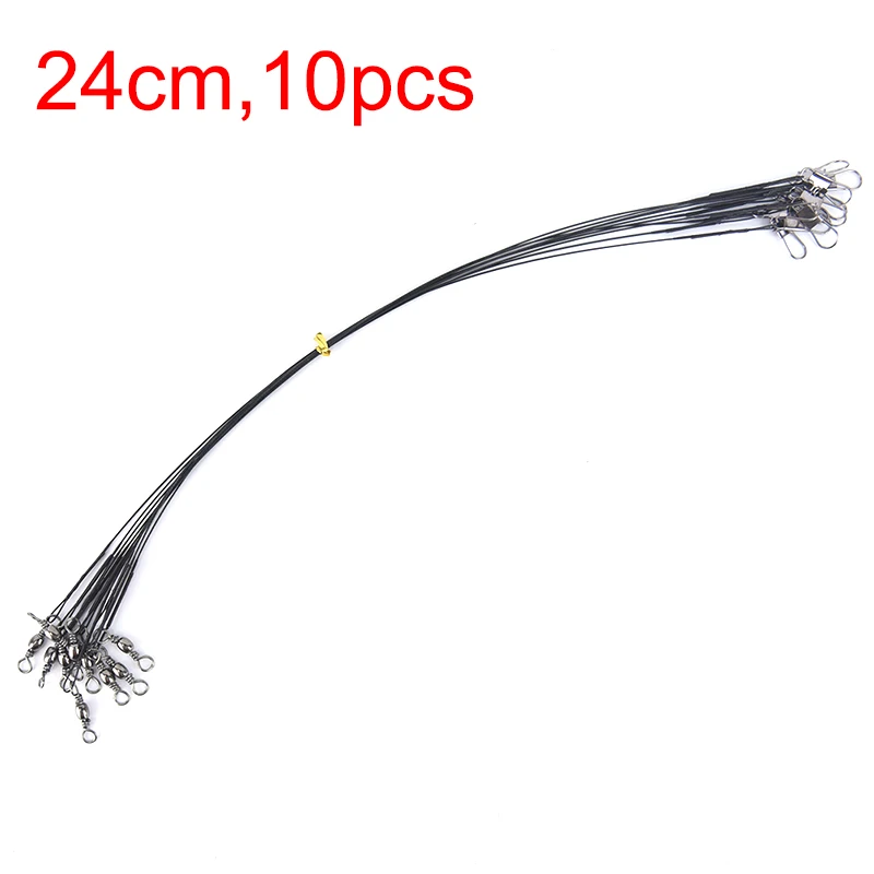 24cm Anti Bite Steel Fishing Line Leader Wire With Swivel Accessory Lead Core Leash 10pcs/lot | Спорт и развлечения