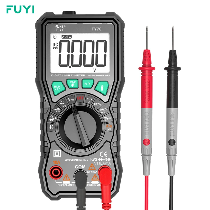 

FY76 Digital Multimeter Voltmeter True RMS Auto Range Voltage Capacitance Temperature NCV Hz Ohm test Ammeter profesional Tool