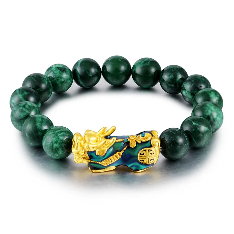 Feng Shui Obsidian Stone Beads Bracelet Men Women Unisex Wristband Gold Color Black Pixiu Wealth and Good Luck Changing Bracelet images - 6