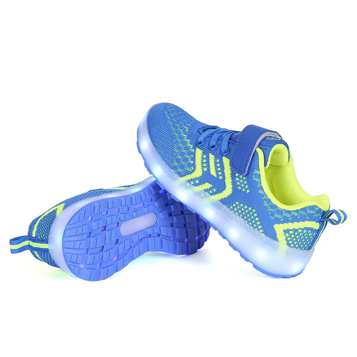 

New boys fly woven sports coconut shoes girls colorful LED light shoes usb rechargeable children luminous shoes Christmas gifts